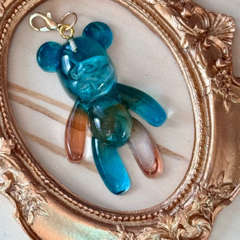 Blue and Brown Teddy Bear Pendant 2”